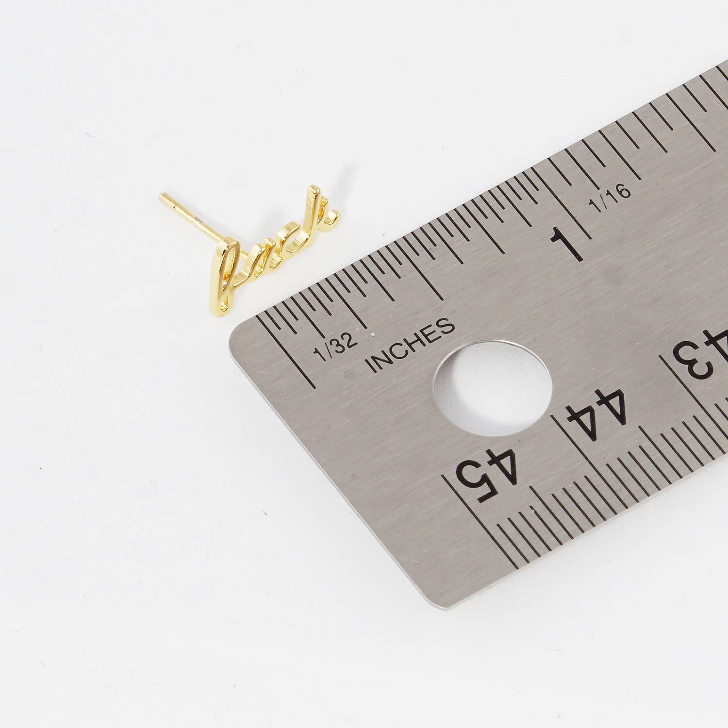 Fashion City - Venta al por mayor Pendientes de botón/aretes de poste - Pendientes con forma de letra bañados en oro2