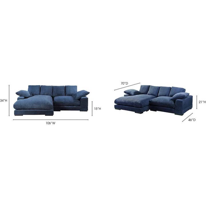 LOOMLAN - Wholesale Sofa - Blue Corduroy Reversible Sectional Chaise10