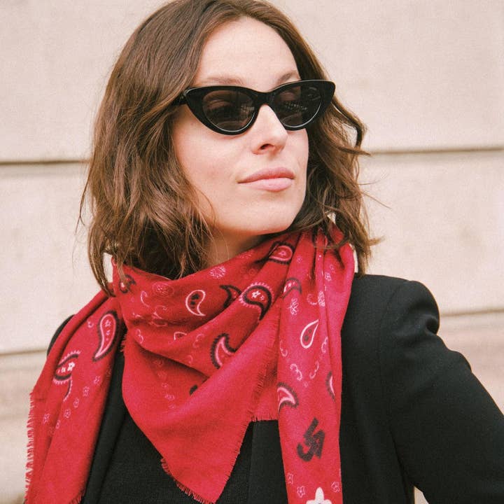Indira Red Cashmere Scarf for wholesale on Faire7