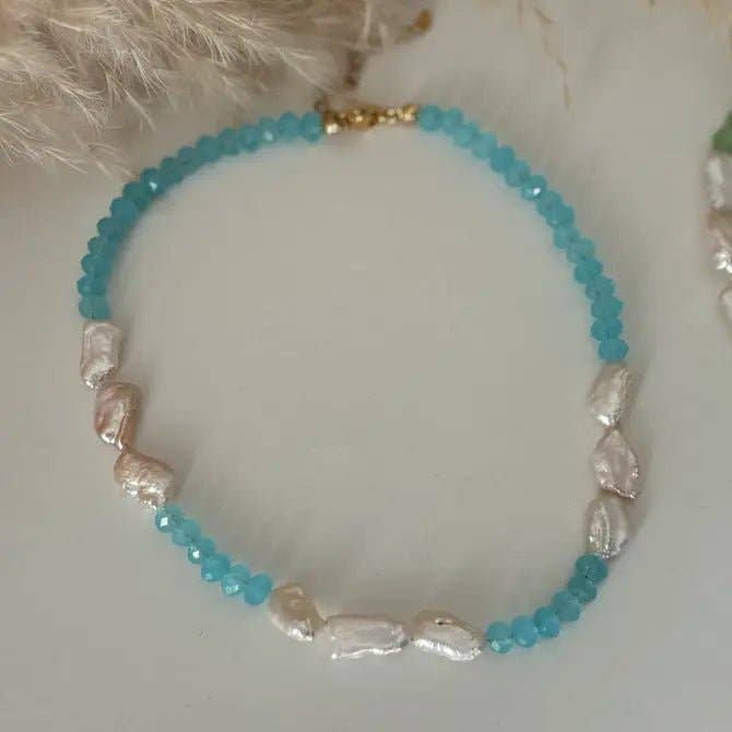 OE! - Wholesale Beaded/Pearl Necklace - INCASTRI CELESTI - Collare di perle Keshi con perline di cristallo2