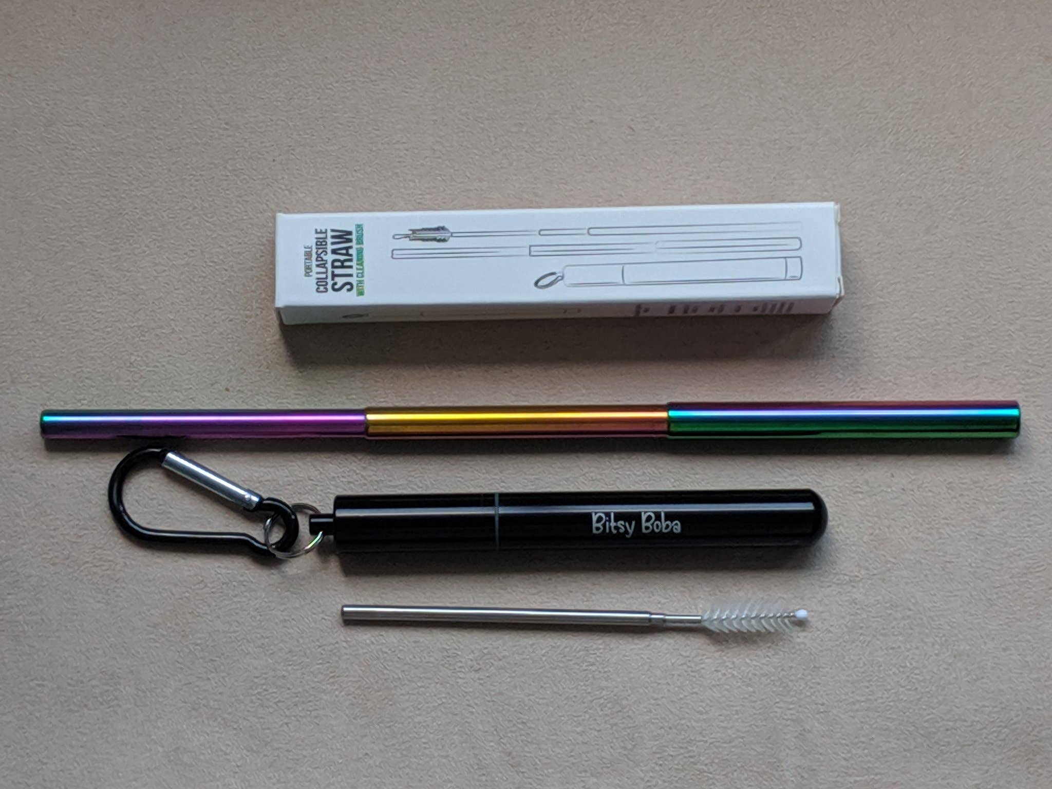 Bitsy Boba - Wholesale Drinking Straw - Reusable Straw Set | Telescopic Stainless Steel Straw Set3