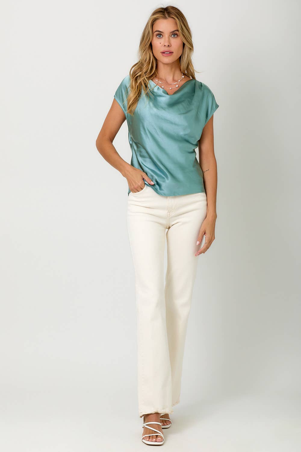 Mystree – wholesale Blus - Dam – 60781 Topp med halsringning i satin4