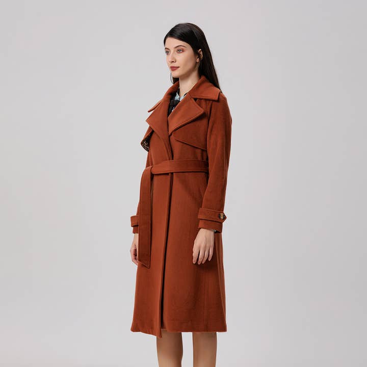 Smart and Joy - Wholesale Trench Coat - Women's - Wool coat with wide shutters3