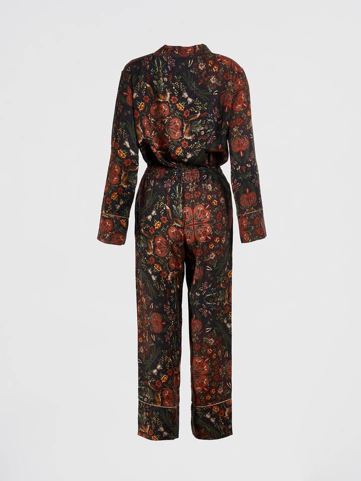 Fable England - Wholesale Sleepwear Set - Women's - FABLE Folksy Fox Pyjamas Black