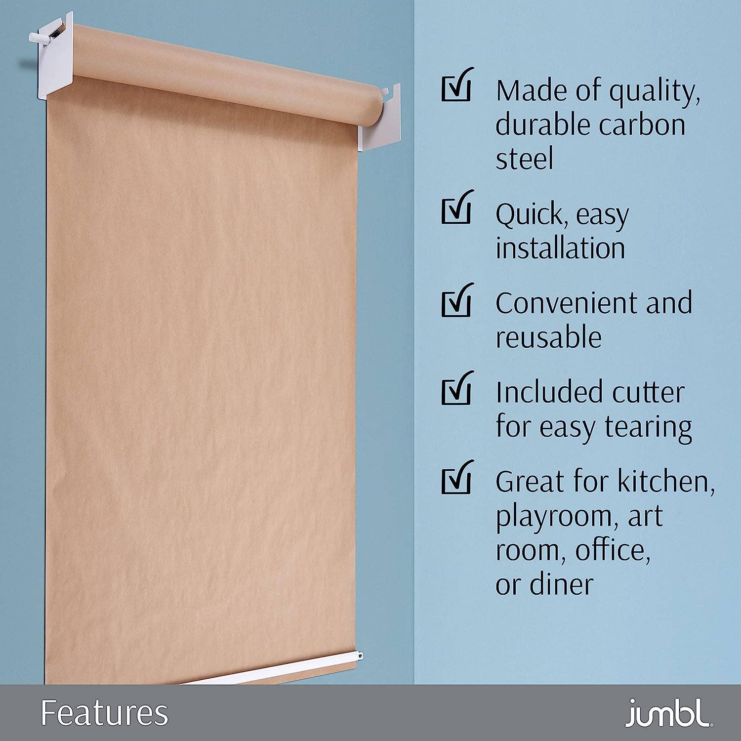 Jumbl – wholesale Paper towels – Wall Mounted Kraft Paper Dispenser with Cutter (White)22