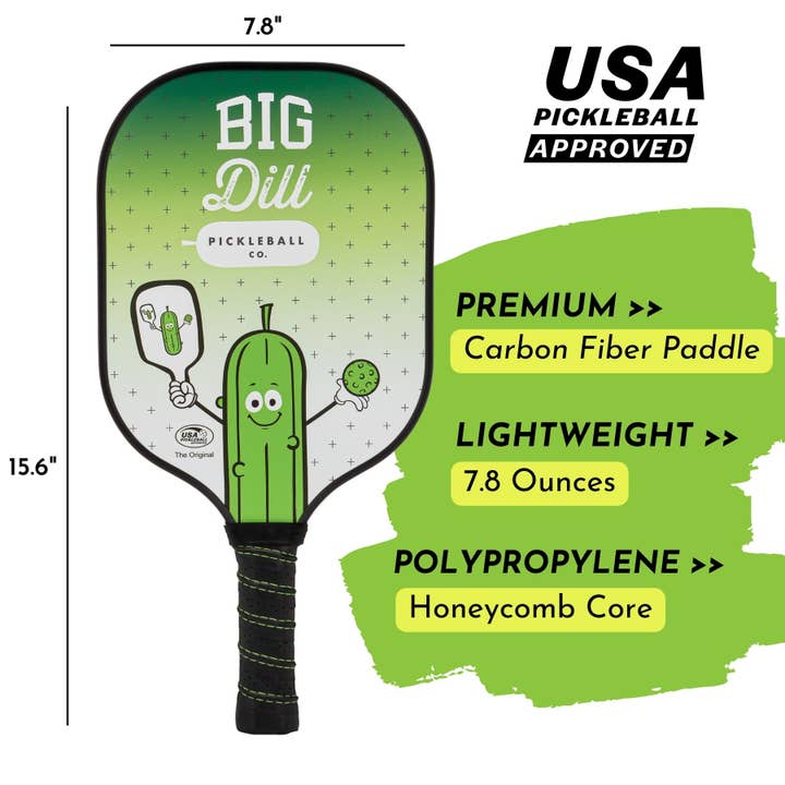 Big Dill Pickleball Co. - Wholesale Sporting Accessories - Carbon Fiber Pickleball Paddles Set - 2 Paddles, 2 Balls1