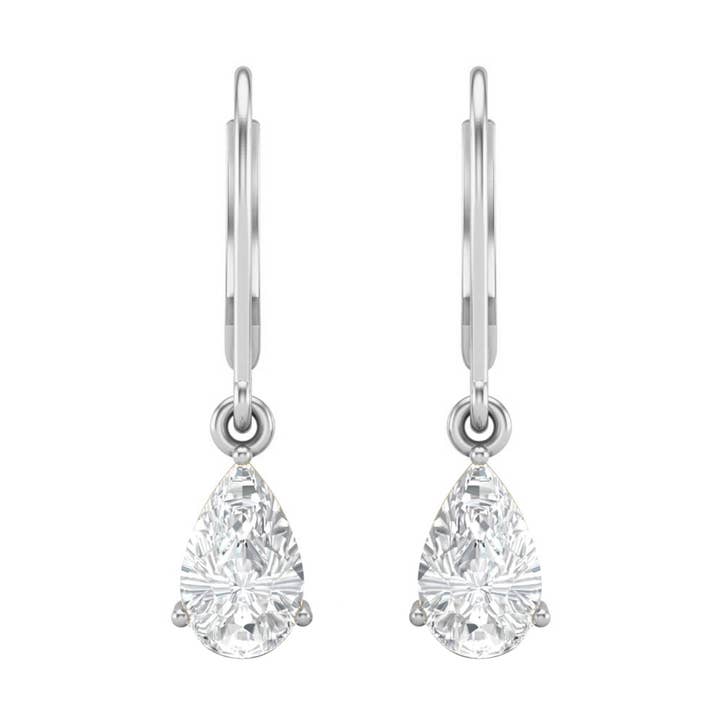 Boucles d'oreilles pendantes en forme de goutte en argent 925 avec moissanite poire 7x5 mm pour la vente par Star Joya