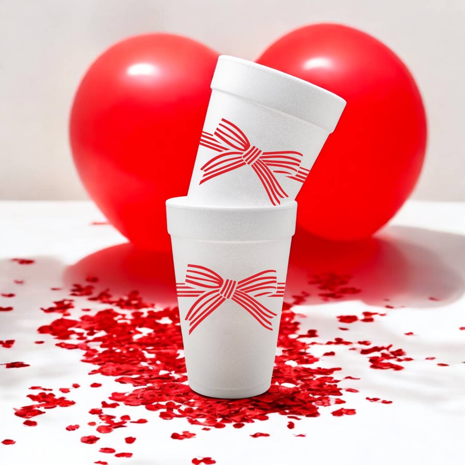Old Town Social Club - Wholesale Disposable Cup - Red Bow 16oz. Foam Party Cups (Set of 10)1