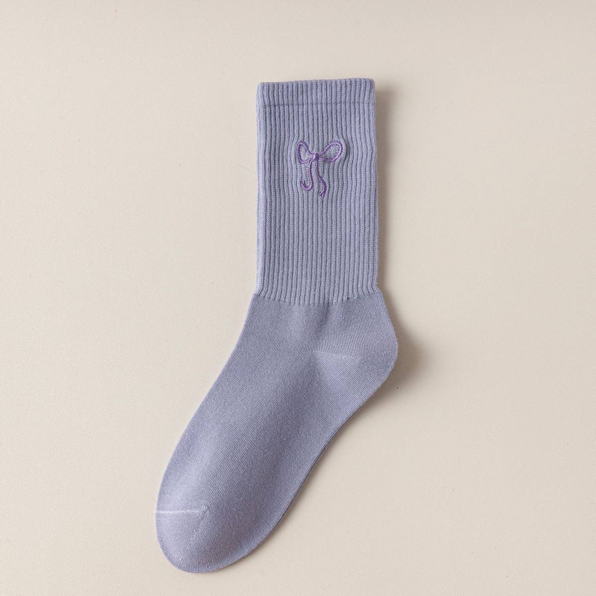 ACCITY - Wholesale Socks - Women's - WOMEN'S EMBROIDERED BOW CREW SOCKS_CWMS09215