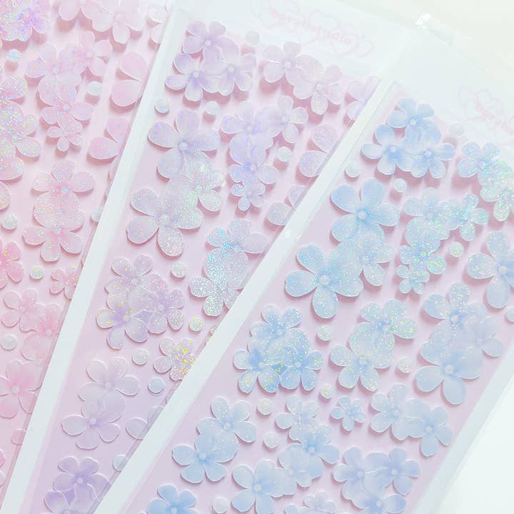 Flowers in Bloom (Daylight): Hoja de pegatinas decorativas florales para venta al por mayor de Borah Studio