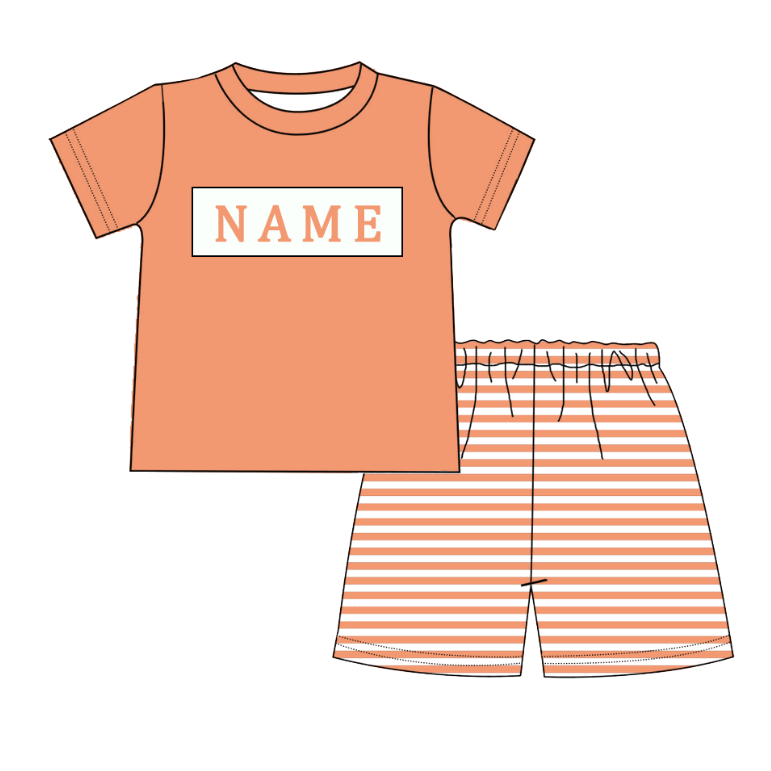 Auraquise - Wholesale Clothing Set - Baby - Kids Fall Custom Name Embroidery Orange Floral Sibling Clothes2
