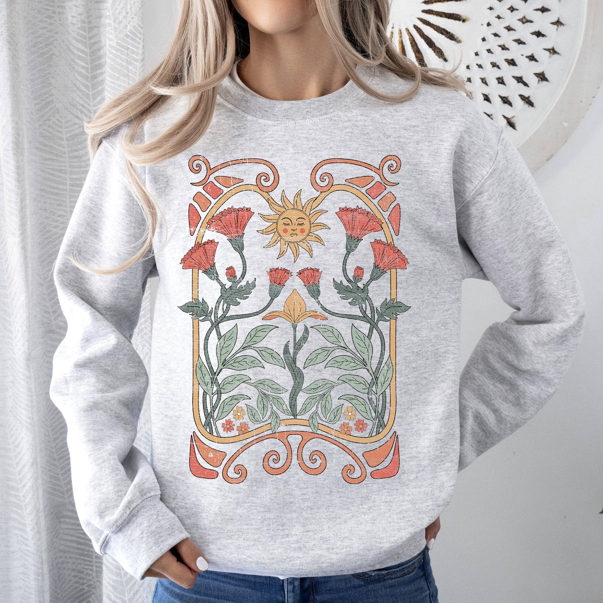 Refinery Number One LLC - Venta al por mayor Sudadera estampada - Mujer - Sudadera colorida con diseño Art Deco de estilo Art Nouveau celestial0