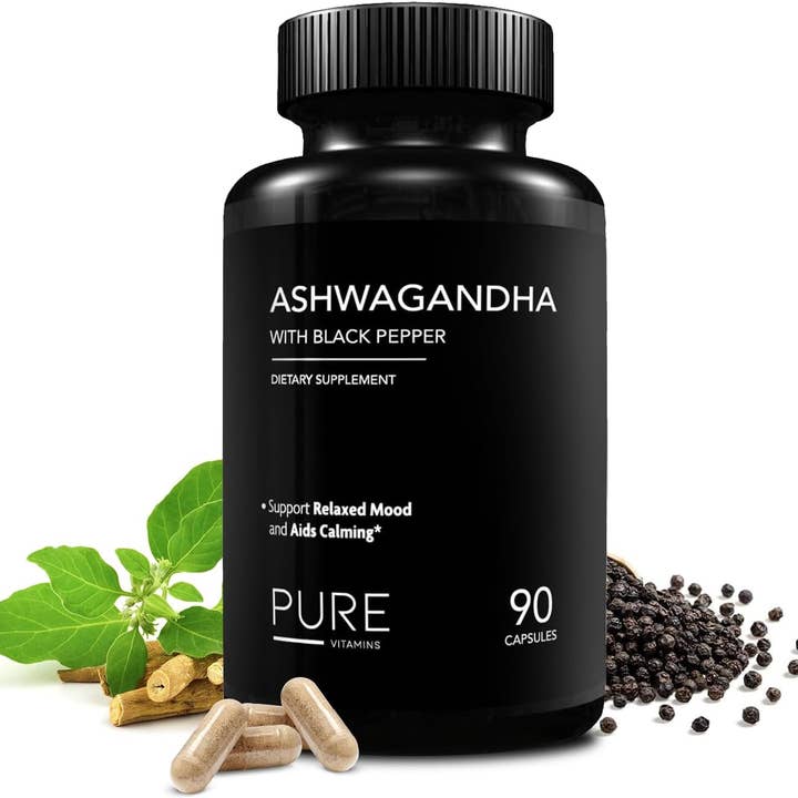 pure Vitamins - Wholesale Oral supplement/vitamin - Organic Ashwagandha 1300mg with Black Pepper - 90 ct1