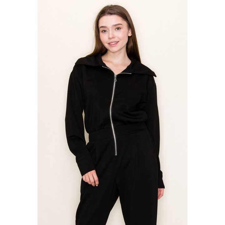 JP50289 Long Sleeve Solid Knit Jumpsuit for wholesale by White Birch