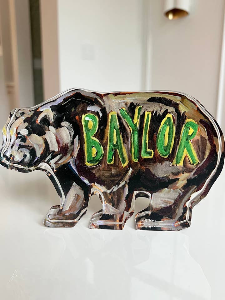 "Baylor" acrylic shelfie for wholesale by Chelsea McShane Art
