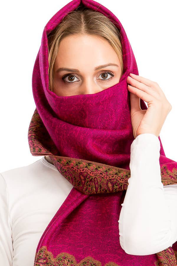 Cap Zone - Wholesale Scarf - Women's - Luxury Delicate Paisley Versatile Wrap Faux Pashmina30