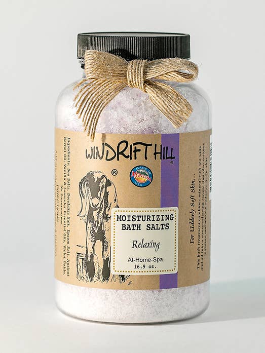 Relaxing Moisturizing Bath Salts for wholesale by Windrift Hill Goat Milk Skincare