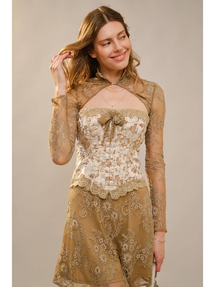 Blue B - Wholesale Top & Skirt Set - Women's - 23755SET Bow Front Corset Dress with Bolero Set6