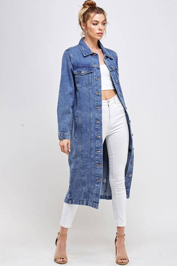 BLUE AGE – wholesale Denim jacket – Women's – Long Trench Coat Denim Jean Jacket (OPEN PACK)9