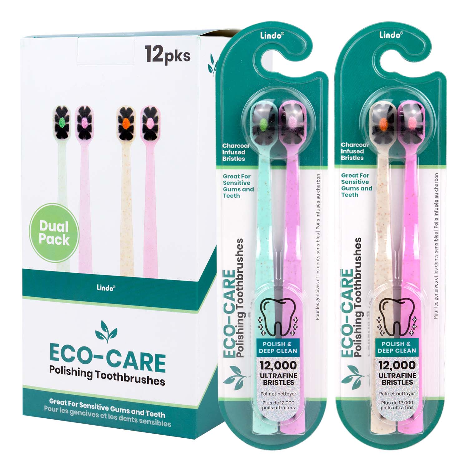 Lindo - Vente Brosses à dents - Lot de 2 brosses à dents à polir Lindo Eco-Care0