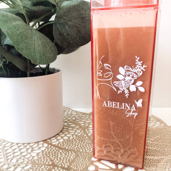 Abelina Shop - Wholesale Water Bottle - Abelina Shop Signature Logo PINK Milk Carton Bottle