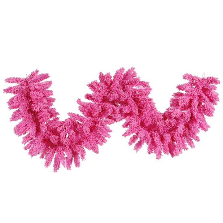 Vickerman 9'x14" Flocked Pink Fir Garland 210T for wholesale by Vickerman