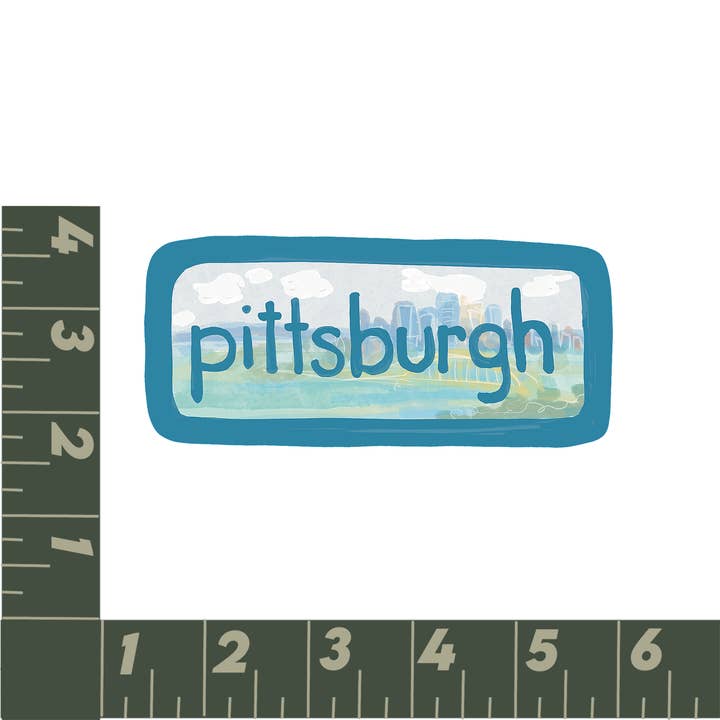 Destination : Pittsburgh, Pennsylvanie - aimant ou autocollant pour la vente par Hudson Illustration Co - About Town Co