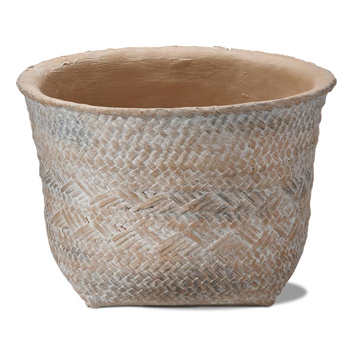 Tulum Cement Basket Planter Large Natural Summer for wholesale by tag