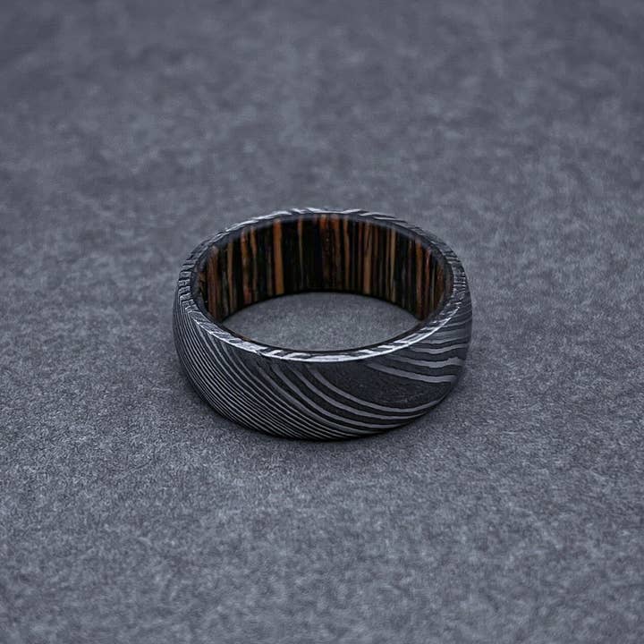 RustyStudioUSA - Wholesale Wedding Band/Ring - Damascus Steel with Hardwood Sleeve Inlay Band Handmade Damascus Ring Men Wedding Ring Men Engagement Ring Men Band Twist Damascus Steel3