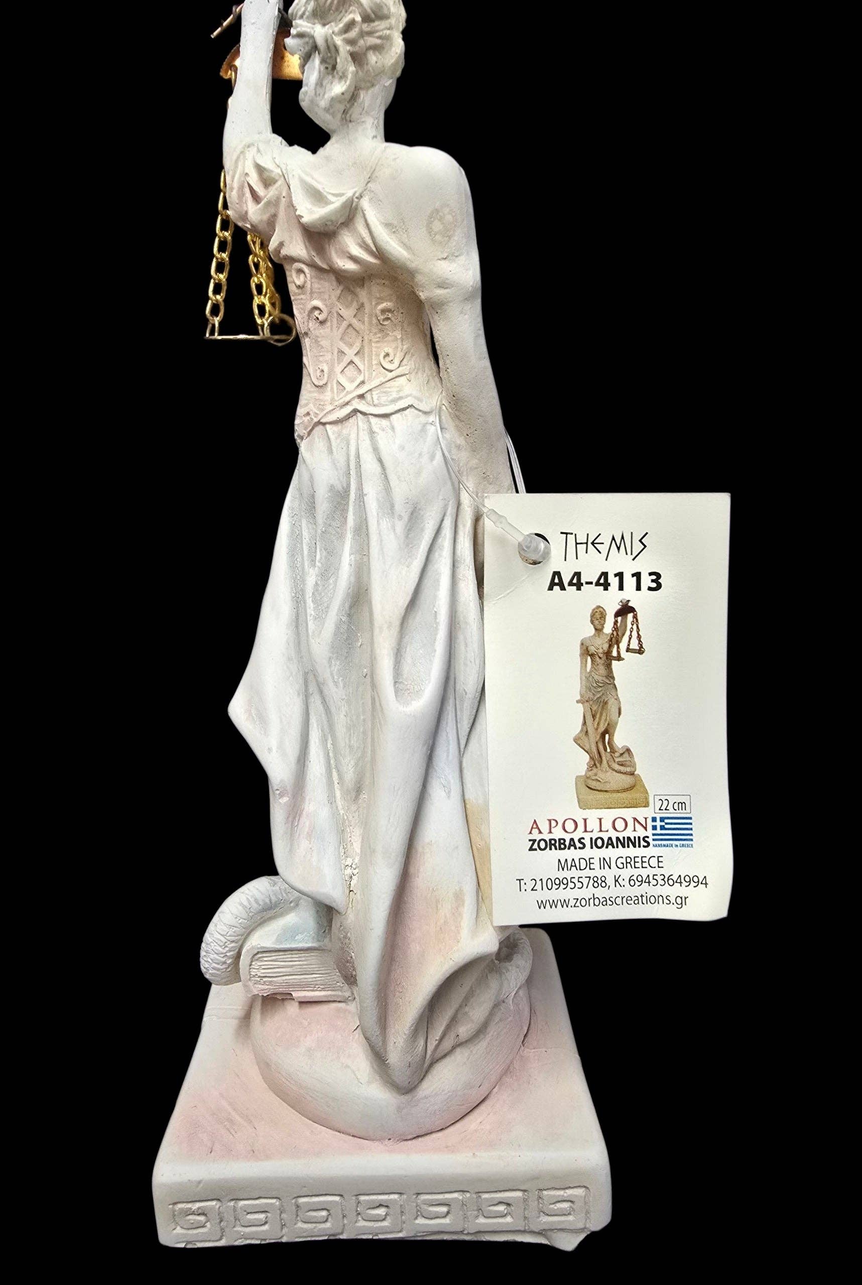 2 Greeks Inc - Wholesale Decorative Figurine - Handcrafted Alabaster Statue of Lady Justice (Themis)2