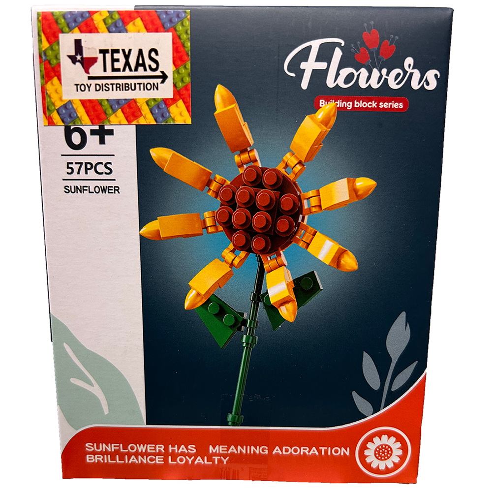 Texas Toy Distribution – wholesale Byggsats - Barn – Byggklossdisplay med blommor, 3 av varje sort3