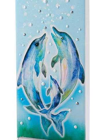 Candela piatta fatta a mano - Due delfini che saltano per la vendita all'ingrosso da parte di Flatyz EU