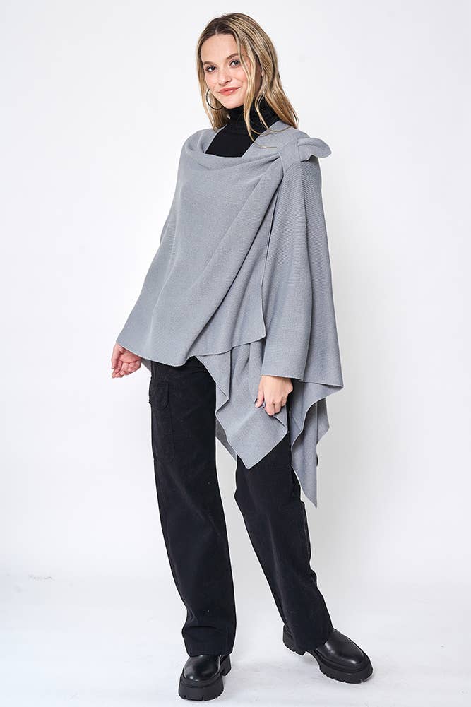 Hana - Venta al por mayor Poncho - Mujer - Ruana sólida con correa para el hombro37