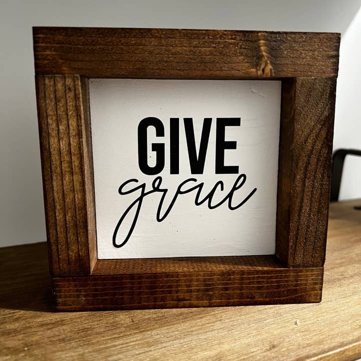 GIVE GRACE Framed Sign for wholesale by Bridget Jane