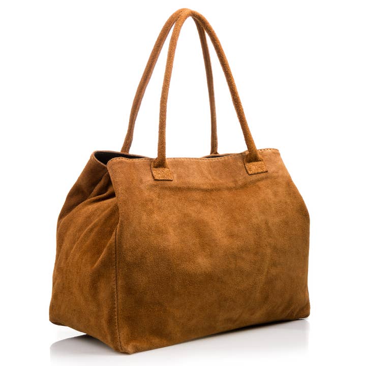 FIRENZE ARTEGIANI – Sacola - Mulher por atacado – Bolsa Shopper Feminina Annagrazia em Couro Camurça Legítimo21