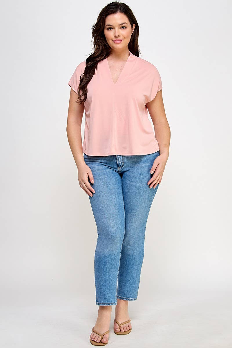 Haute Fox Plus Size & Contemporary - Wholesale Knit Top - Women's - Plus Size Dolman Knit Crepe Top JK18571-T1