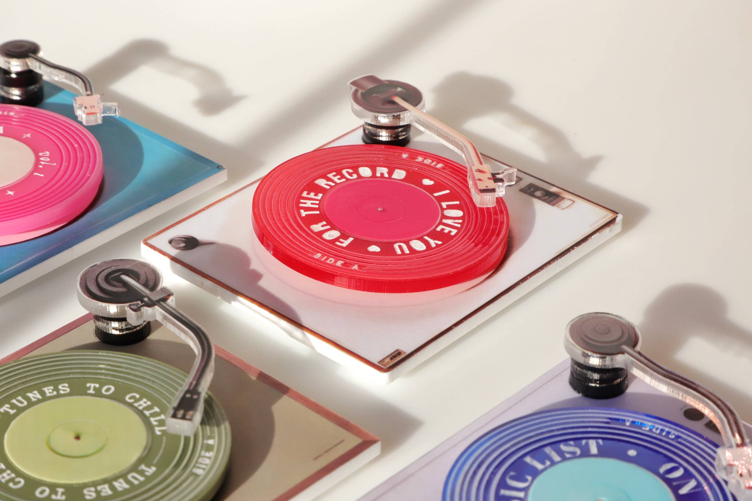 Rock Laser Scissor Studio - Vendita all'ingrosso Decorazioni da tavolo - Decorazione mini giradischi da tavolo con tag NFC programmabile per Spotify e Youtube6