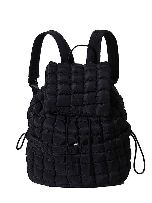 EVERY FASHION Quilted Puffer Backpack with Flap Closure for wholesale by MB Fashion Wholesale