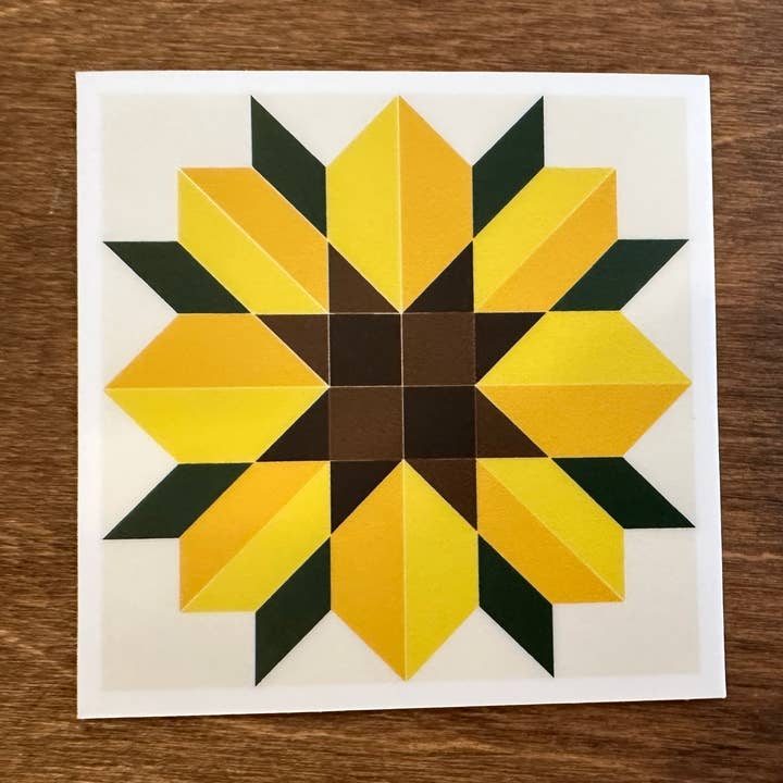 Sweet Love Adornments - Wholesale Phone & Laptop Stickers - Sunflower Barn Quilt Pattern Vinyl Sticker