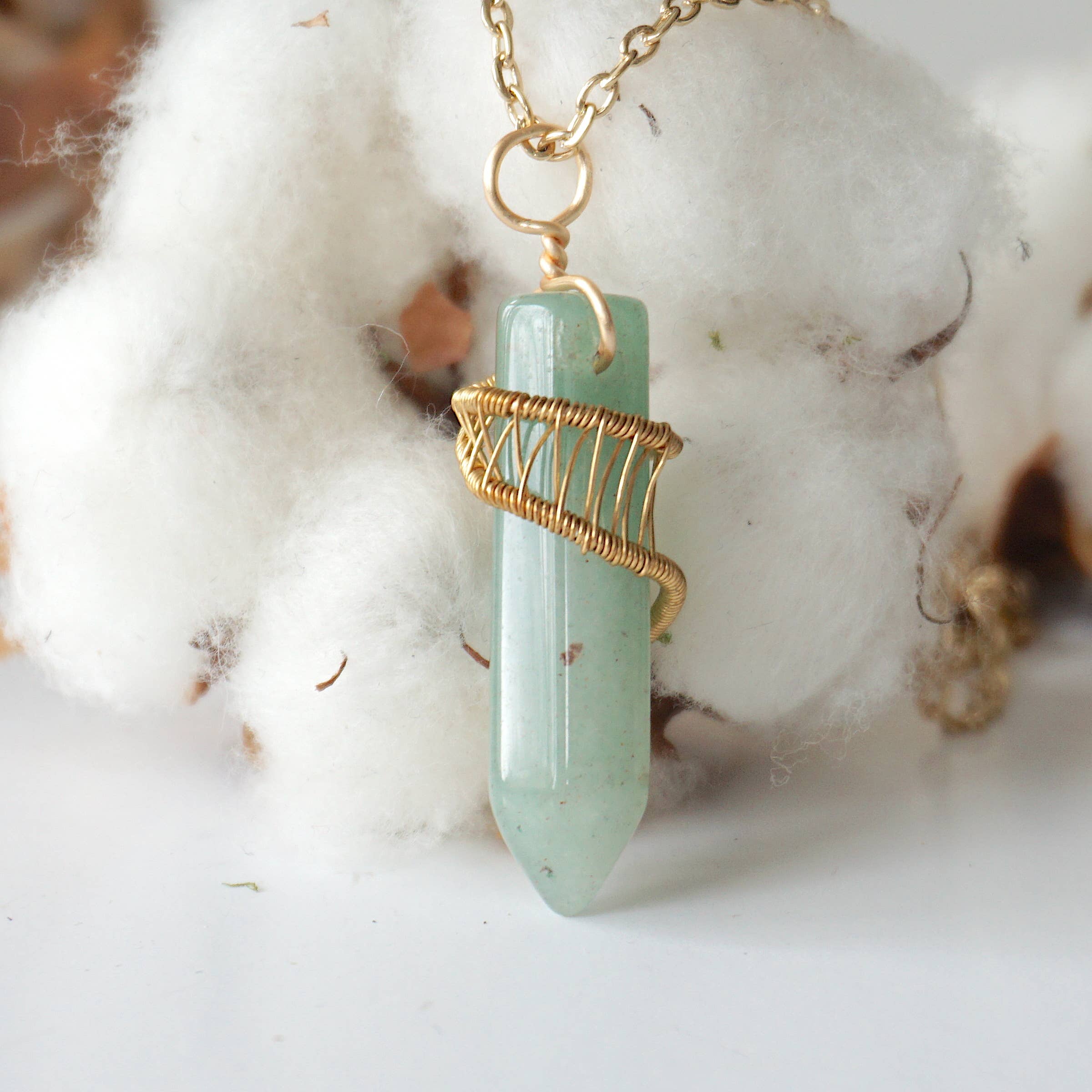 Raw Stone Elegance - Wholesale Pendant/Charm Necklace - Raw Green Aventurine Crystal Point Necklace For Men & Women1