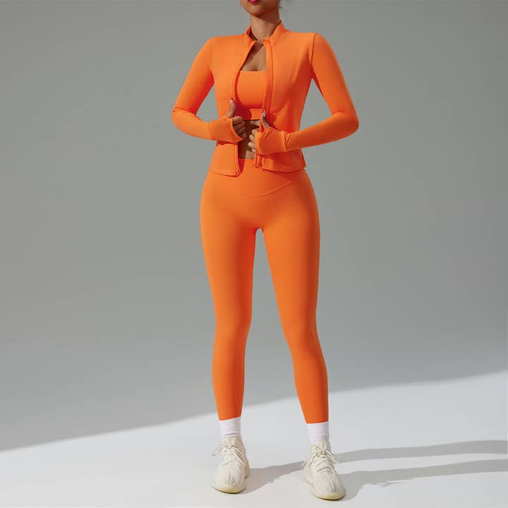 Sodalemon - Wholesale Activewear set – Women′s - 3-Piece Set Jacket Sports Bra Leggings
