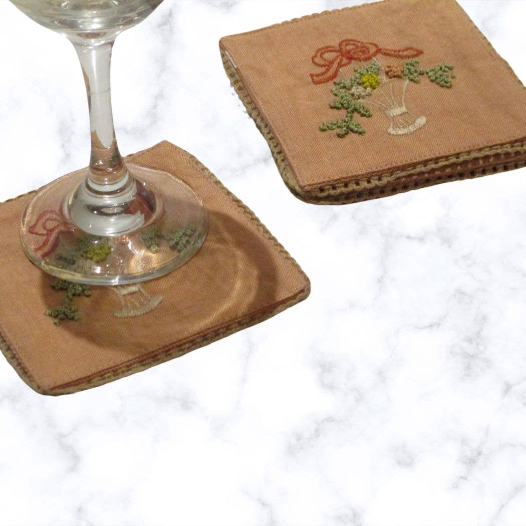 Shastra Home – wholesale Dinner & cloth napkin – Linen Embroidered Coasters - Set of 45