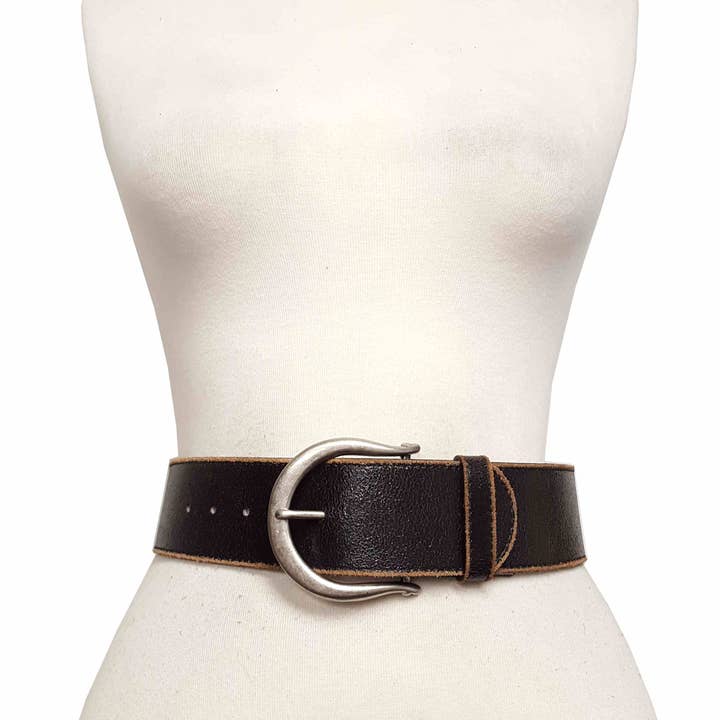 Axesoria West - Wholesale Belt - Women's - Wide Vintage Leather belt with Horseshoe Buckle