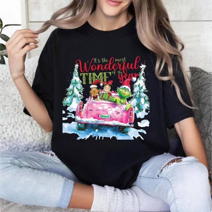 Retro Grnicmas Shirt, Wonderful Time Christmas Long Sleeve for wholesale by AJCanvasPrints