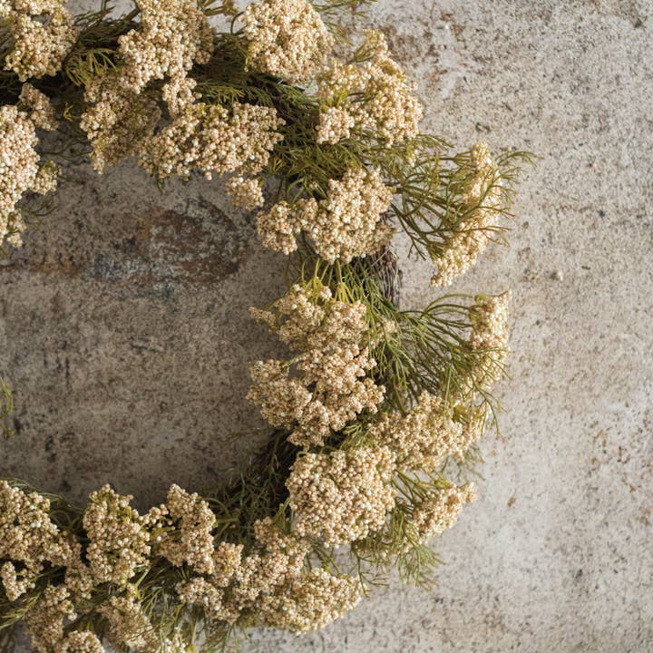 Ragon House - Wholesale Wreath - 18" CREAM QUEEN ANNE LACE WREATH