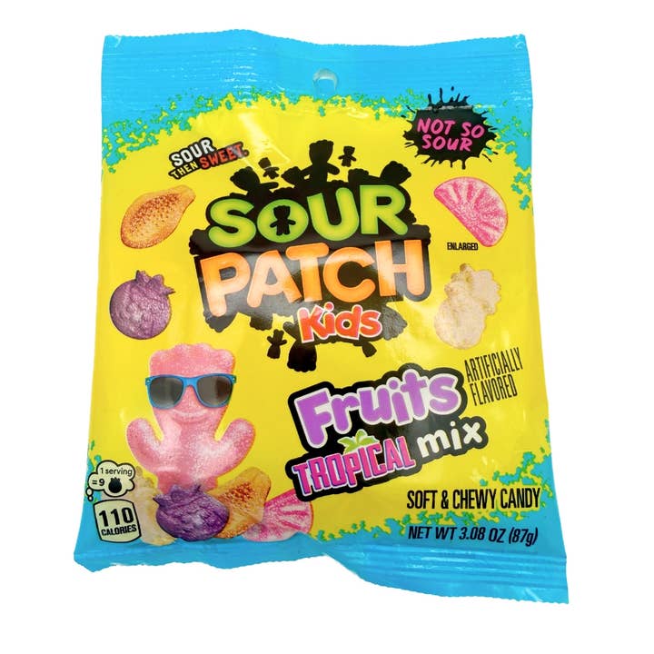 Sour Patch Kids FRUITS Tropical Gummy 3.08 oz Peg 12ct for wholesale by Long Island Candy Factory