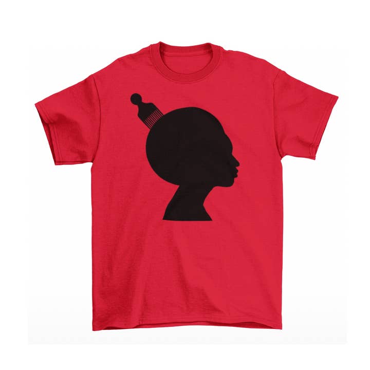 T-shirt Camée Afro Pick Rouge - Unisexe pour la vente par The Blacknificent