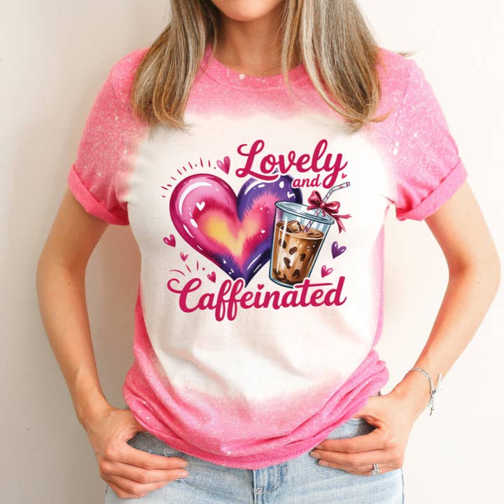 Liebliches und koffeinhaltiges gebleichtes Valentinstag-T-Shirt für den Großhandel von Hello Gorgeous Apparel