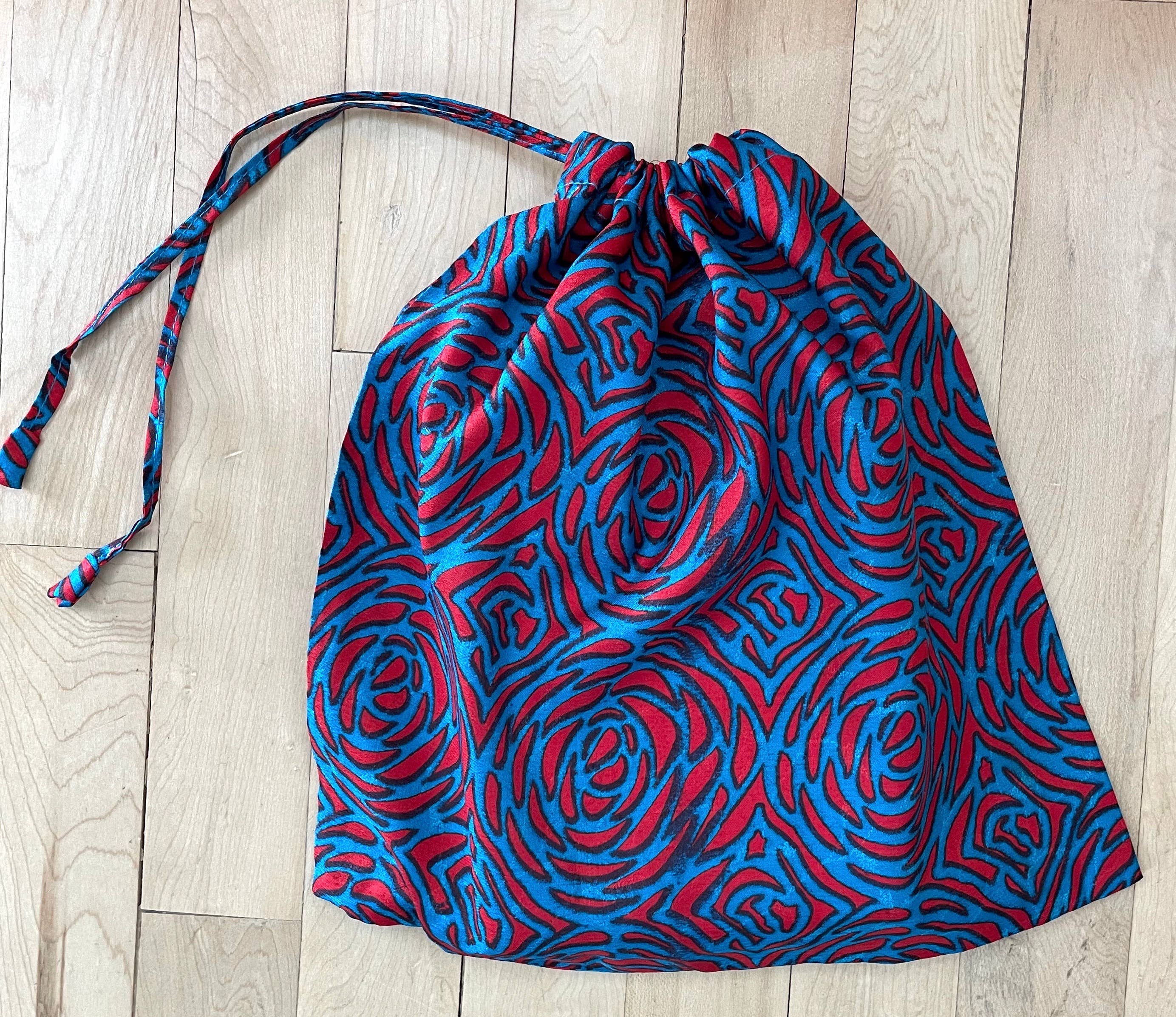 Sewing New Futures, Inc - Wholesale Gift Bag - Green/Blue Large Sari Drawstring Pouch Gift Bag1