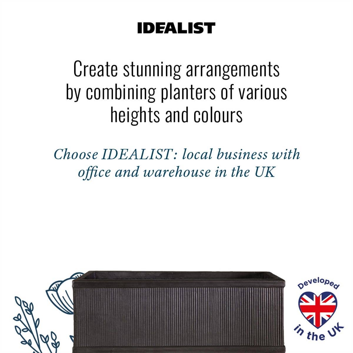 Idealist Lite Fibrestone Planters – wholesale Planter box – IDEALIST Vertical Ribbed Vintage Style Window Box7